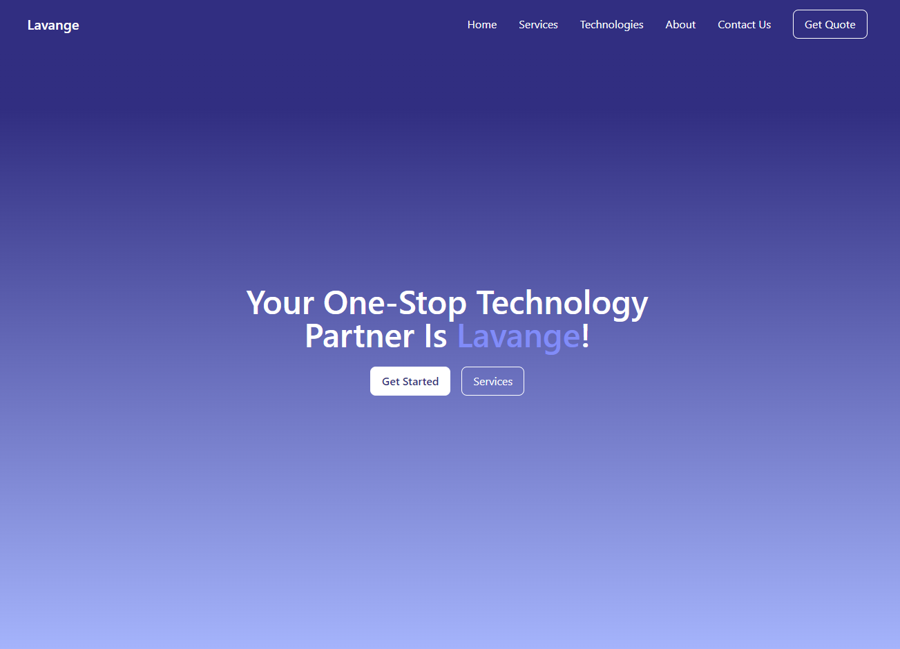 Landing page for Lavange Pvt. Ltd.